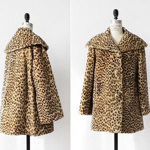 VINTAGE Leopard Print Swing Coat